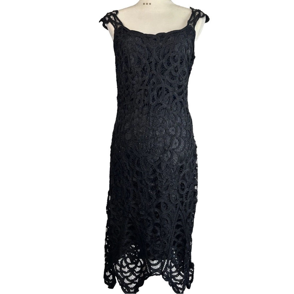 WHITE HOUSE BLACK MARKET NWT $158 Black Lace Dress Handkerchief Hem Sleeveless